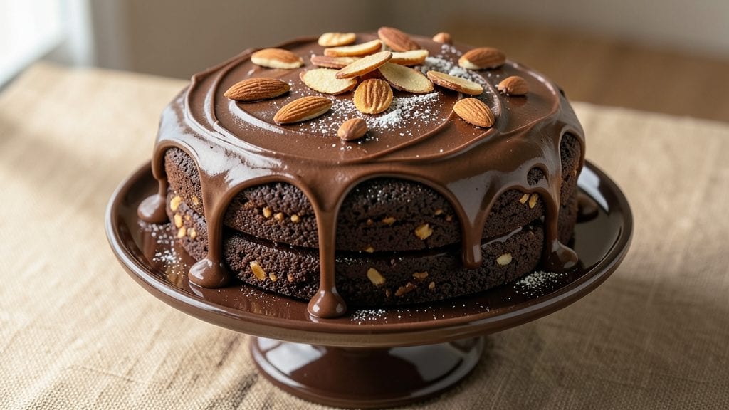 Baker's German Sweet Chocolate Cake Frosting Recipe: Dark Chocolate Ganache With Toasted Almond Crunch