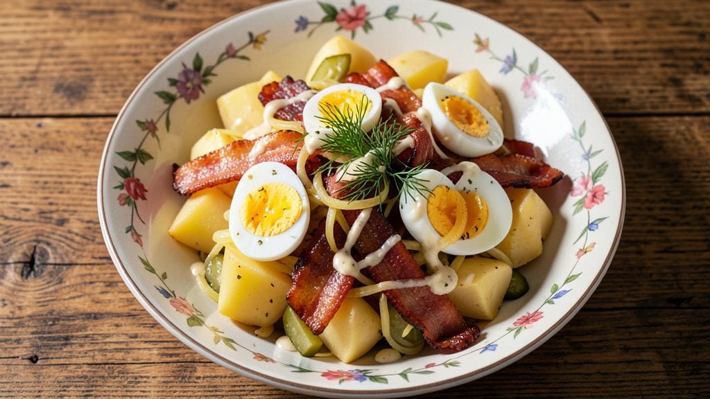 German-Style Potato Salad Recipe: Mustard-Vinegar Crunch With Crispy Bacon Bits